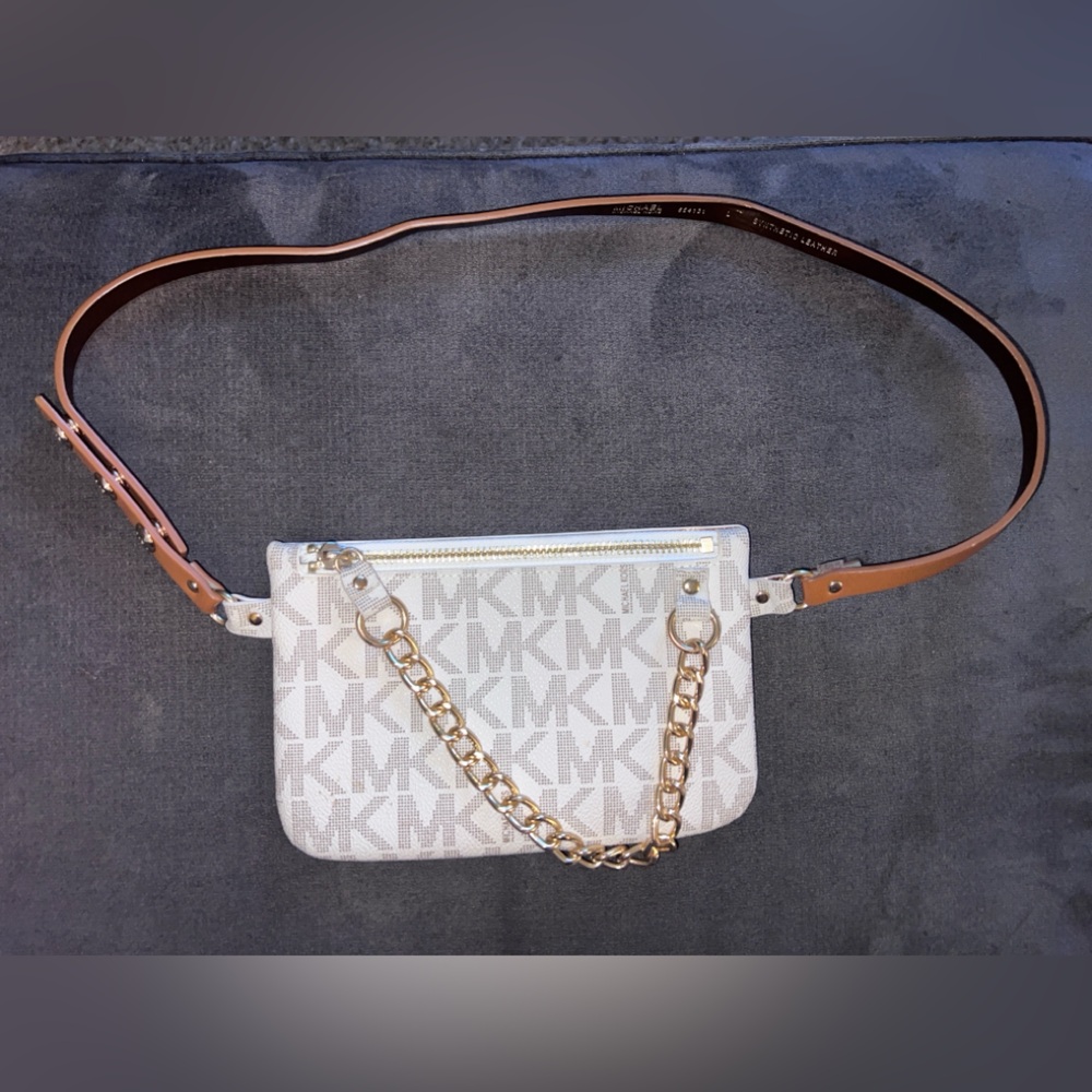 Michael Kors Belt Bag - Michael Kors Logo Cream and Beige- Belt Size Large